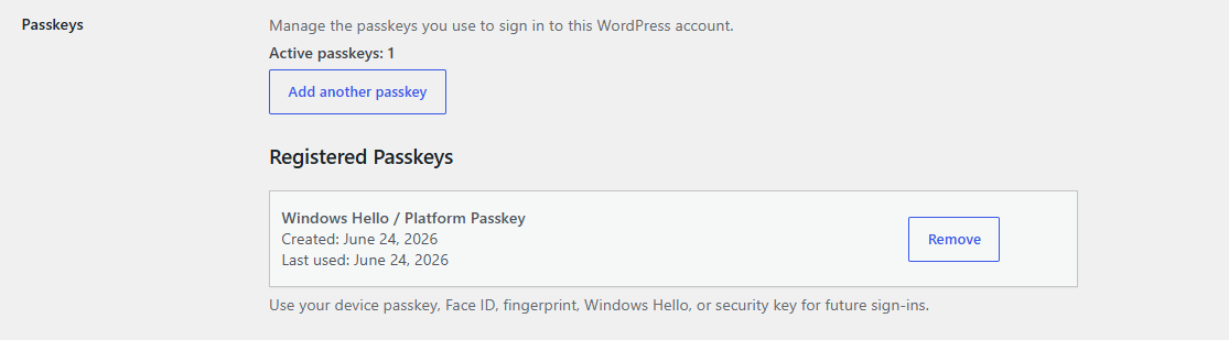 Passkey managment