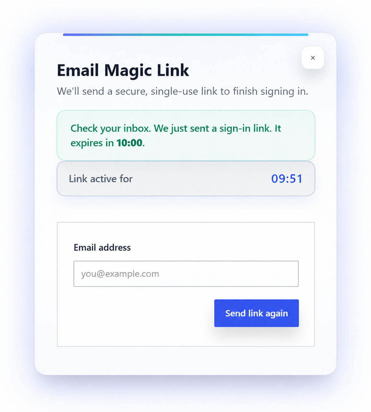Magic Link Login Modal